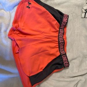 Neon pink under armor shorts